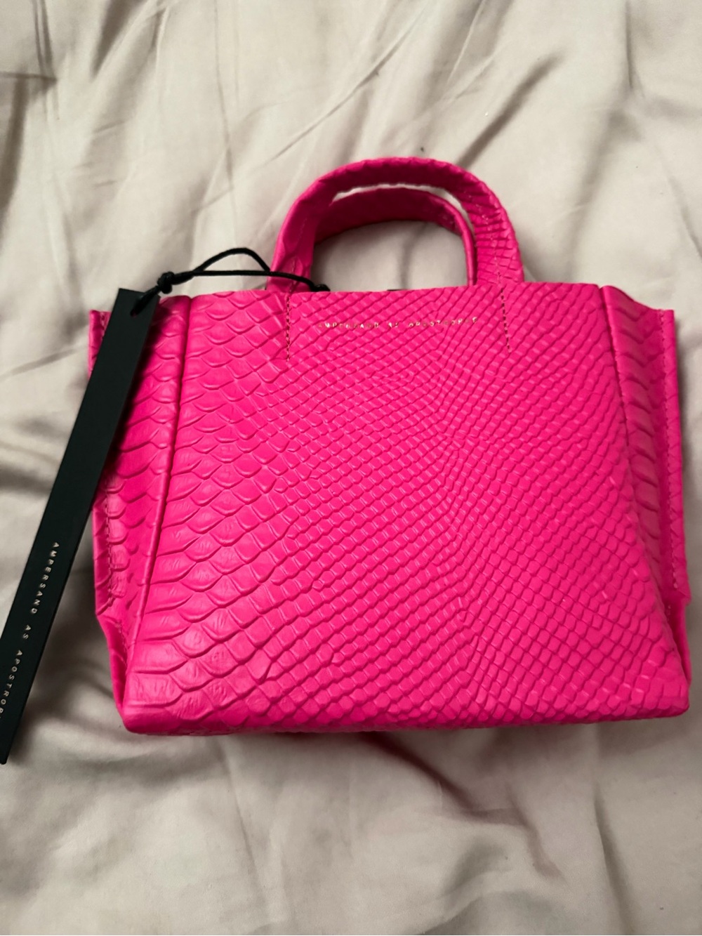 Ampersand as Apostrophe Hot Pink Croc Leather Mini Tote